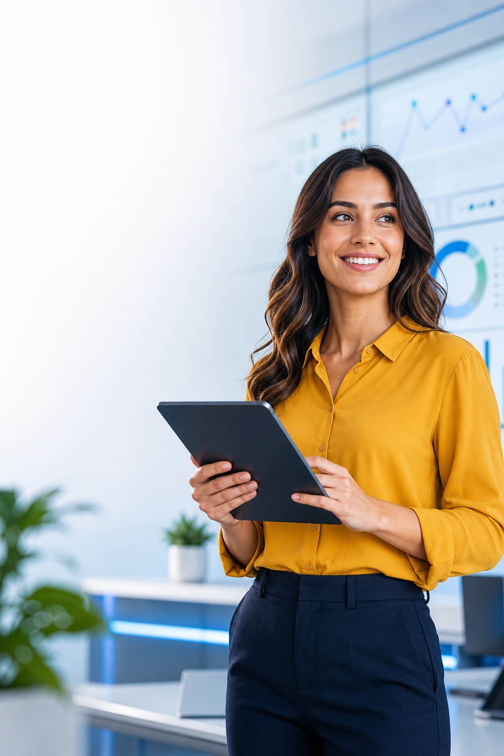 Enterprise client success manager holding a tablet