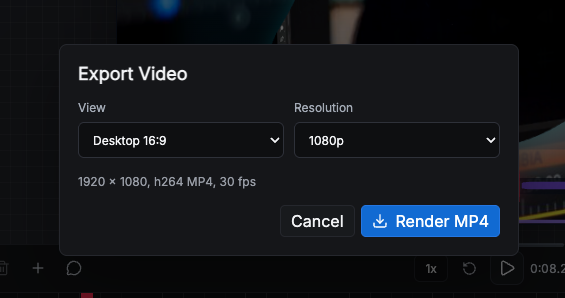 Rendering & Export Controls screenshot