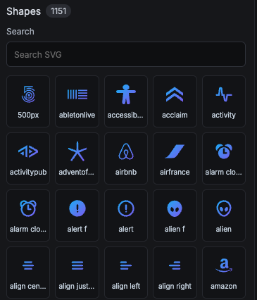 Shape library with 1,151 SVG assets.