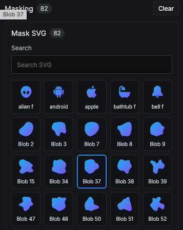 Masking panel with 82 SVG masks.